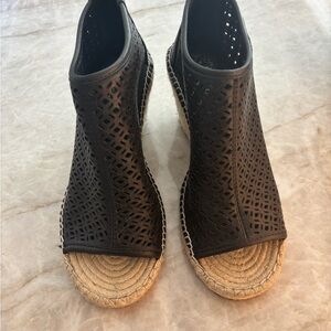 Vince Camuto Black Cutout Espadrille Wedges